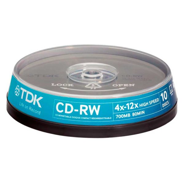 Диск CD-RW TDK 700 Mb 4х-12х (10 шт. на шпиле)