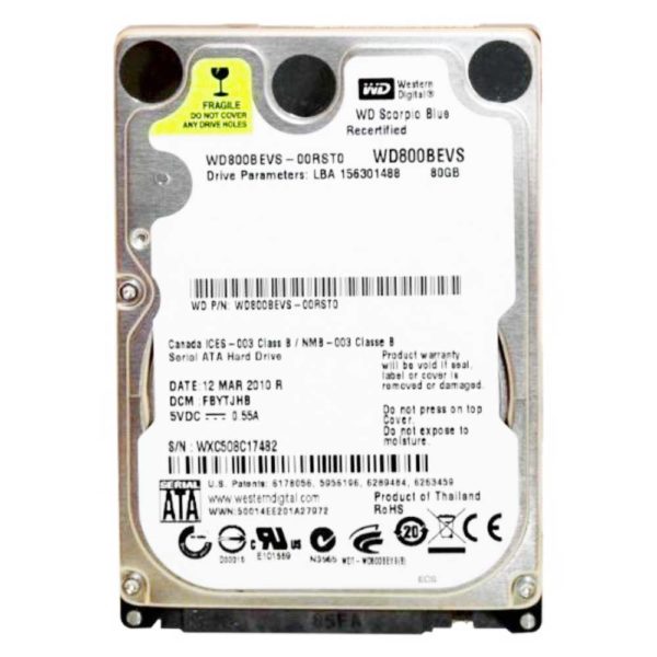 Жесткий диск HDD 80 Gb SATA 2.5" для ноутбуков