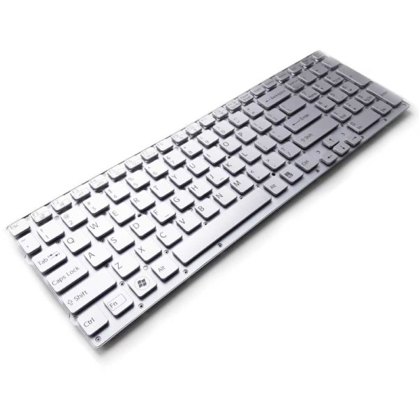 Клавиатура для ноутбука Sony Vaio VPC-CB, VPCCB, VPC-CB17 Silver Серебро, без рамки, буквы — АНГЛИЙСКИЕ (148955161, 9Z.N6CBF.101)