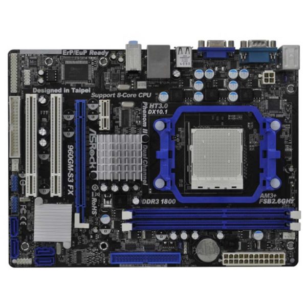 Материнская плата (M/B) S-AM3 ASRock 960GM-S3 FX DDRIII IDE SATA