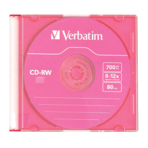 Диск CD-RW Verbatim 700 Mb 80min 8x-12x Slim Color (43167)
