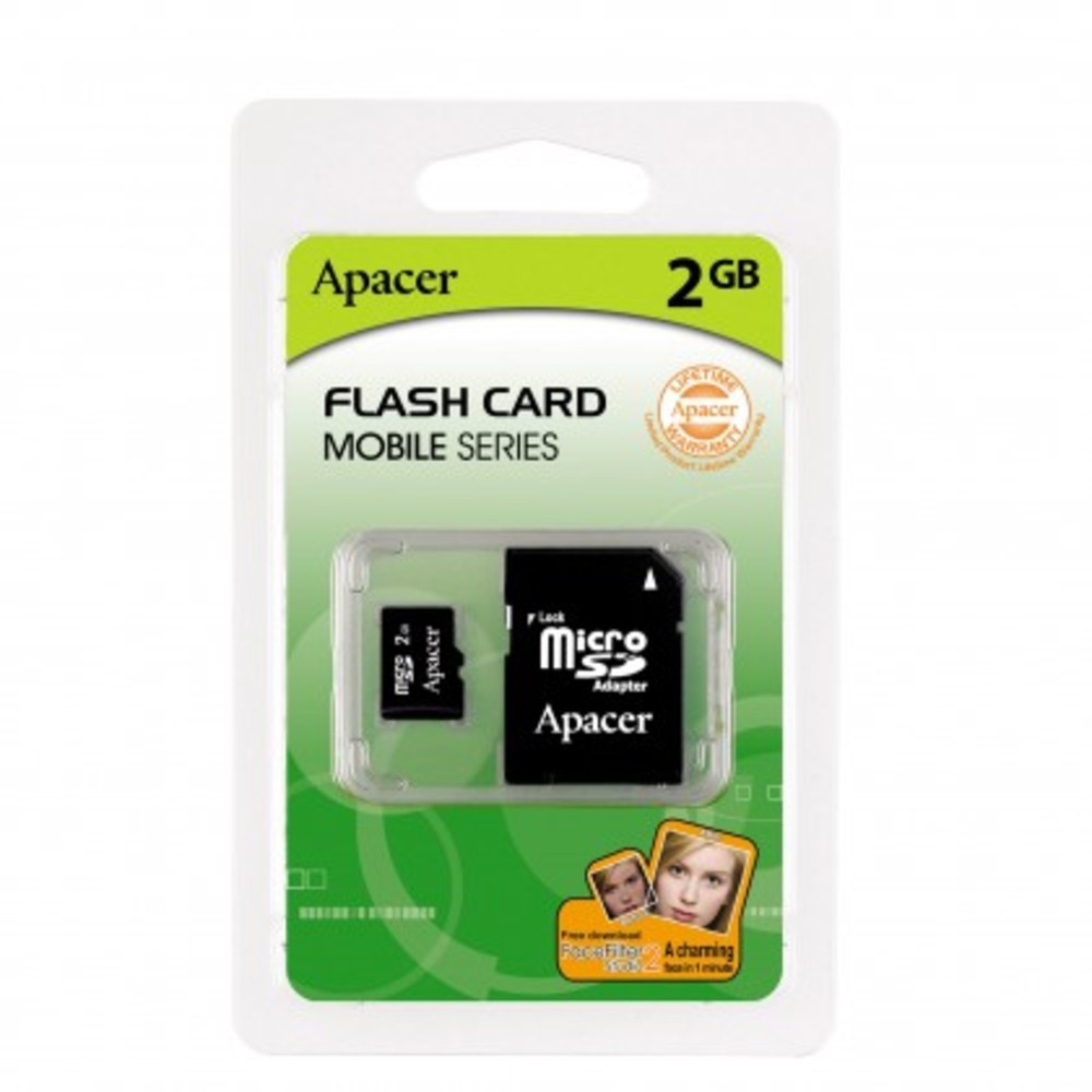 Карта памяти Apacer 2 Gb (MicroSD) + адаптер SD, для мобильных телефонов »  Запчасти для ноутбуков. Фирма 