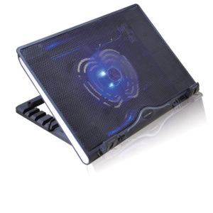 Охлаждающая подставка для ноутбука Crown CMLS-925 Black (размер 370х270х55мм, FAN140 Blue LED, 1000rpm, 25dBA, 47CFM, 2xUSB2.0, upto 15.6″) Чёрный