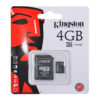 Карта памяти Kingston, 4 Gb, (Micro-SD) SDC4/4GBCR адаптер SD для мобильных телефонов