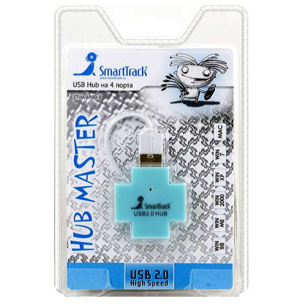 HUB USB 2.0 4-port SmartBuy HabMaster Blue (STHA-6900-B) Голубой