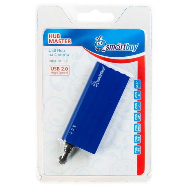 HUB USB 2.0 4-port SmartBuy HabMaster Blue (SBHA-6810-B) Голубой