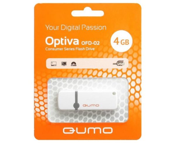 Адаптер Flash 4 Gb USB 2.0 Qumo "Optiva 02" Белый