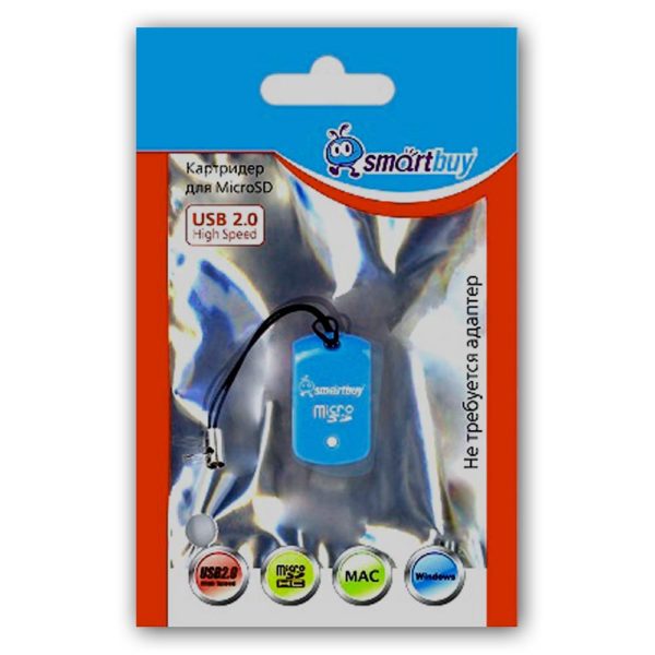 Адаптер Flash-карт USB - microSD SmartBuy (STR-706-B) Blue Голубой