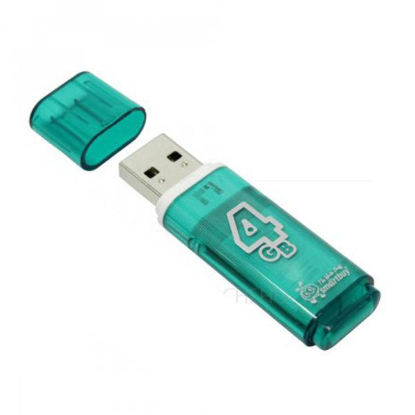 Адаптер Flash 4 Gb USB2.0 Smartbuy Glossy series Green Зеленая