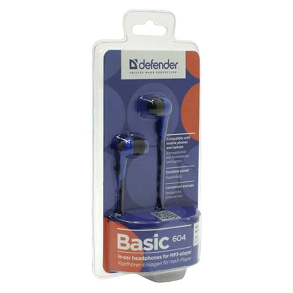 Гарнитура DEFENDER Basic-604 Blue Синяя, кабель 1.1 метра