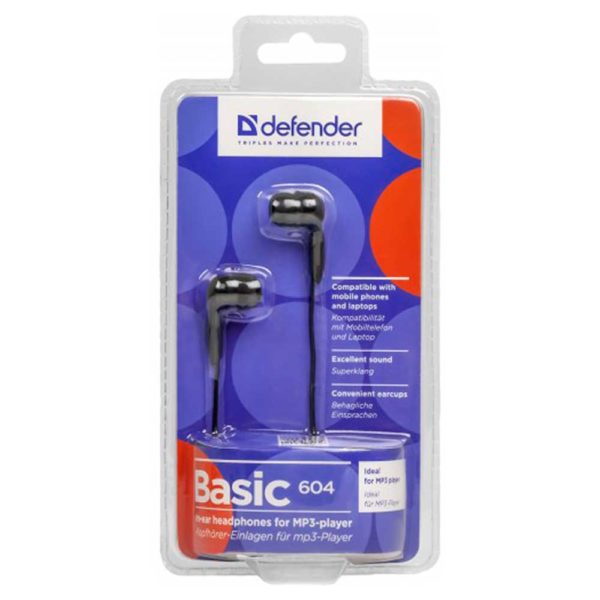 Гарнитура DEFENDER Basic-604 Black Черная, кабель 1.1 метра