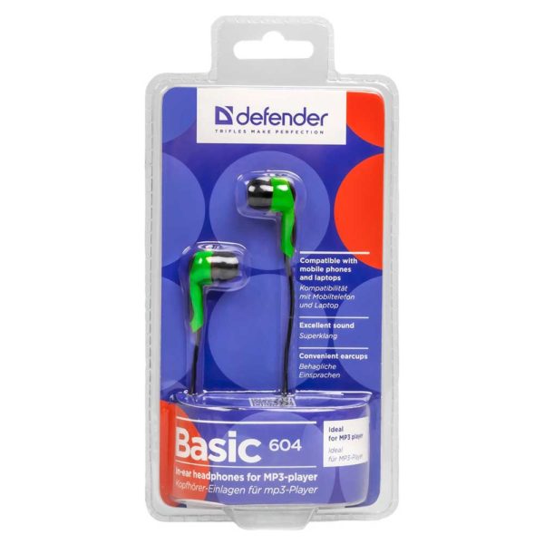 Гарнитура DEFENDER Basic-604 Green Зеленая, кабель 1.1 метра