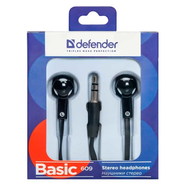 Гарнитура DEFENDER Basic-609 Black/White Черно-Белая, кабель 1.1 метра