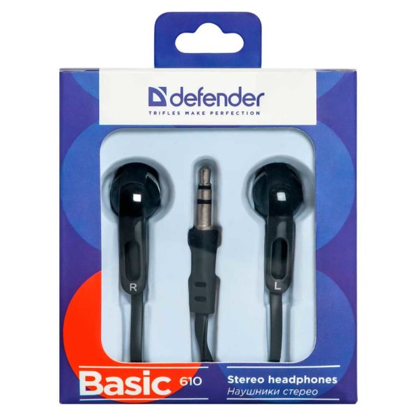 Гарнитура DEFENDER Basic-610 Black Черная, кабель 1.1 метра