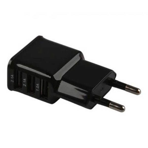Сетевое зарядное устройство "LP" с 3-мя USB-выходами 3.1А Черное/коробка (LPTC3A3U)