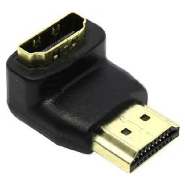 Переходник HDMI M (19 male) - HDMI F (19 female) 90°, Г-образный, 24GOLD (5bites HA1005)
