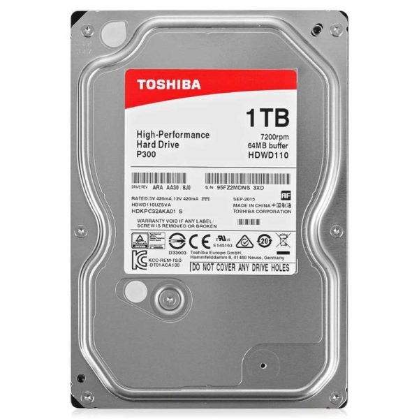Накопитель HDD 1000 Gb Toshiba P300 HDWD110UZSVA 7200 rpm 64 mb SATA III 3,5"
