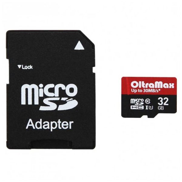 Карта памяти MicroSD OltraMax 32Gb Class 10 UHS-I + SD-адаптер