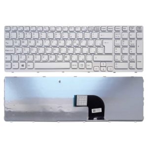Клавиатура для ноутбука Sony Vaio E15, E17, SVE15, SVE17 White Белая, рамка White Белая (OEM)