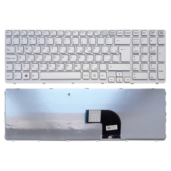 Клавиатура для ноутбука Sony Vaio E15, E17, SVE15, SVE17 White Белая, рамка White Белая (MP-11K76I0-920W, AEHK5I022303A, 149094711/T)