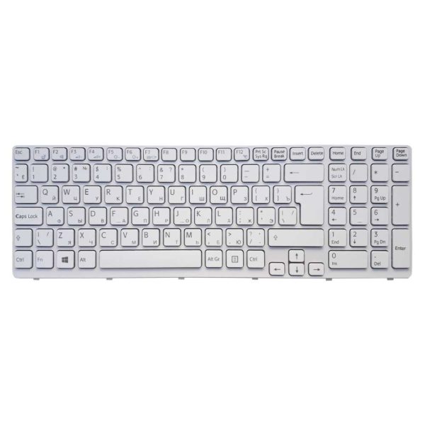 Клавиатура для ноутбука Sony Vaio E15, E17, SVE15, SVE17 White Белая, рамка White Белая (MP-11K76I0-920W, AEHK5I022303A, 149094711/T)