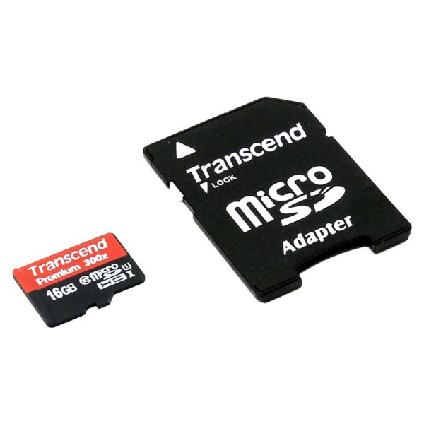 Карта памяти MicroSDHC 16 Gb Transcend Class 10 UHS-1 + адаптер SD PREMIUM 300x (TS16GUSDU1)