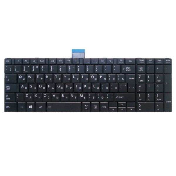 Клавиатура для ноутбука Toshiba Satellite C50, C70, C70D, C75, C75D, C850, C850D, C855, C855D, C870, C870D, C875, C875D, L50, L850, L850D, L855, L855D, L870, L870D, L875, L875D, P870, P875, P850, P855 Black Чёрная без рамки (0KN0-ZW2RU23, NSK-TT4SU 0R, 9Z.N7TSU.40R)