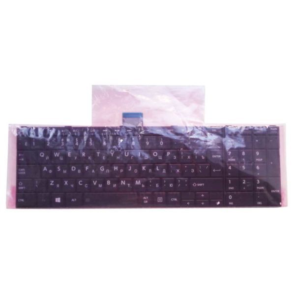 Клавиатура для ноутбука Toshiba Satellite C50, C70, C70D, C75, C75D, C850, C850D, C855, C855D, C870, C870D, C875, C875D, L50, L850, L850D, L855, L855D, L870, L870D, L875, L875D, P870, P875, P850, P855 Black Чёрная без рамки (0KN0-ZW2RU23, NSK-TT4SU 0R, 9Z.N7TSU.40R)