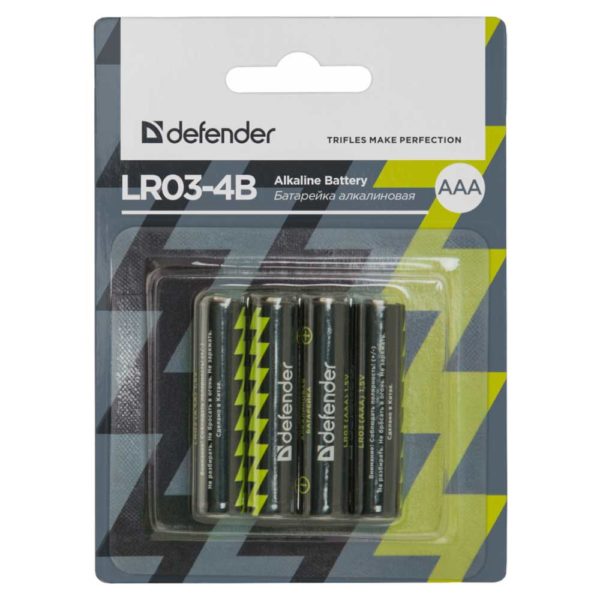 Батарея AAA Defender LR03-4B Alkaline Алкалиновая (4 штуки в блистере)