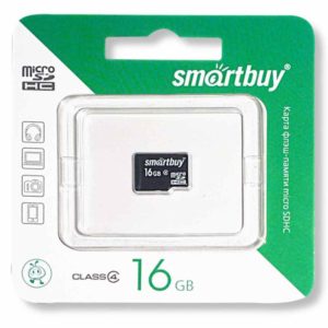 Карта памяти MicroSDHC SmartBuy 16 ГБ Class 4 без адаптера SD (SB16GBSDCL4-00)
