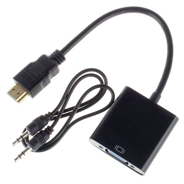Конвертер, переходник HDMI - VGA, D-SUB, Up to 1080p + Аудиокабель, Black Черный (ZLY4120905A)