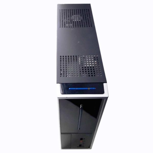 Корпус Slim-Desktop Foxconn RS-338 2xUSB, Audio, вентилятор 80x80, Black/Silver Черно-серебристый, лицевая панель - глянцевая, без блока питания, форм-фактор Mini ITX (Б/У)