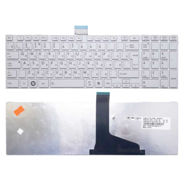 Клавиатура для ноутбука Toshiba Satellite C50, C70, C70D, C75, C75D, C850, C850D, C855, C855D, C870, C870D, C875, C875D, L50, L850, L850D, L855, L855D, L870, L870D, L875, L875D, P870, P875, P850, P855 White Белая (0KN0-ZW3RU03, NSK-TV1SU, 9Z.N7USU.10R, H000050660)