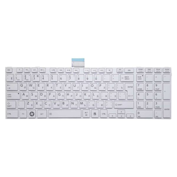 Клавиатура для ноутбука Toshiba Satellite C50, C70, C70D, C75, C75D, C850, C850D, C855, C855D, C870, C870D, C875, C875D, L50, L850, L850D, L855, L855D, L870, L870D, L875, L875D, P870, P875, P850, P855 White Белая (0KN0-ZW3RU03, NSK-TV1SU, 9Z.N7USU.10R, H000050660)