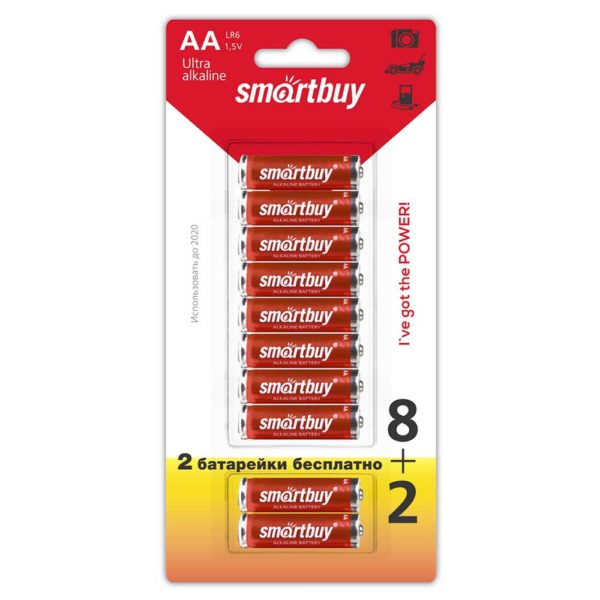 Батарея AA SmartBuy LR6-10B Ultra Alkaline Ультраалкалиновая, 10 штук в блистере (SBBA-2A10B)