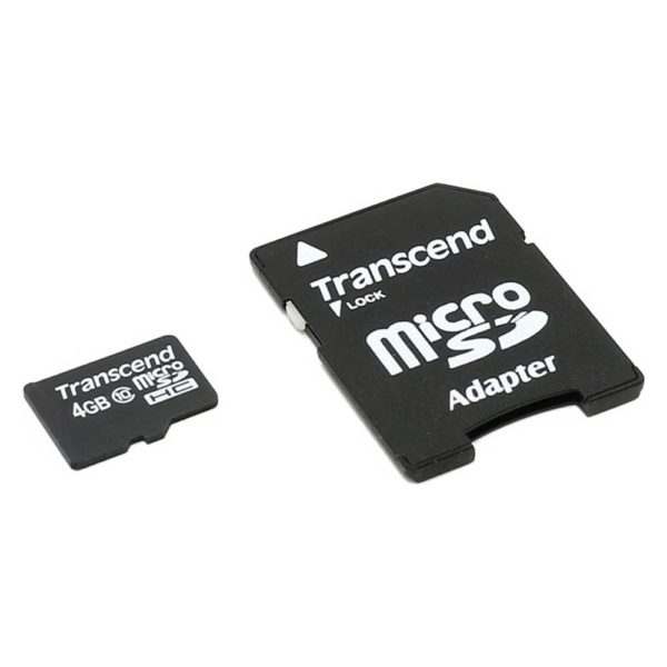 Карта памяти microSDHC Transcend 4 ГБ Class 10 с адаптером SD (TS4GUSDC10)