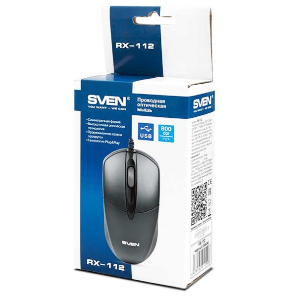 Мышь USB Sven RX-112 Black Чёрная
