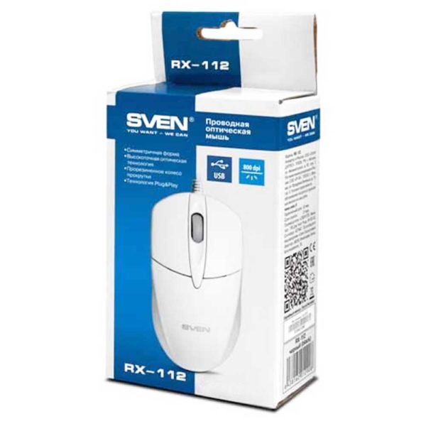 Мышь USB Sven RX-112 White Белая
