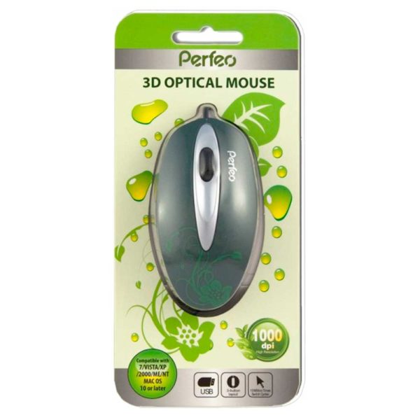 Мышь USB Perfeo NATURE Green Зеленая (PF-100-OP)