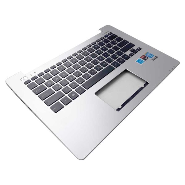 Верхняя часть корпуса с клавиатурой для ноутбука Asus VivoBook Q301, S301, V301, Q301L, Q301LA, Q301LP, S301L, S301LA, S301LP Silver Серебристая, без тачпада (13NB02Y1AM0211, 3AEXATCJN00, ZCPA13NB02Y1AM02111, EAEXA002010PC-BS, 13NB02Y1P0X011, S301LA TOP CASE FRAME, EXA TOP US#2, MP-13J63SU-820, 0KNB0-3106RU00)
