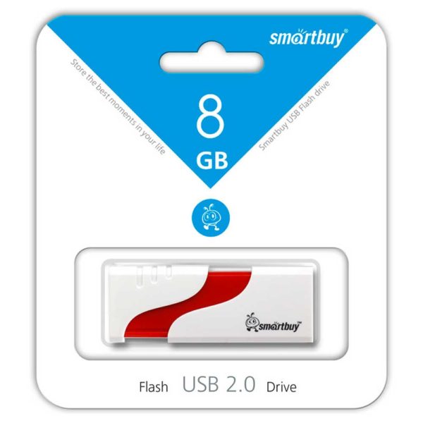 Флеш-накопитель 8 ГБ USB 2.0 SmartBuy Hatch White Белый (SB8GBHTH-W)