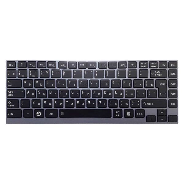 Клавиатура для ноутбука Toshiba Satellite M800, N860, U800, U800W, U830, U840, U845, U900, U920, U920T, U925, U940, Z830, Z835 Black Черная, Рамка - Grey Серая (AEBU6700010-RU, N860-7835-T113)