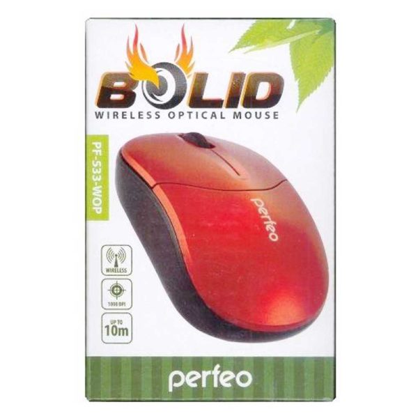 Мышь беспроводная Perfeo BOLID 3 кнопки, 1000 dpi, Black/Red Черно-красная (PF-533-WOP-R)