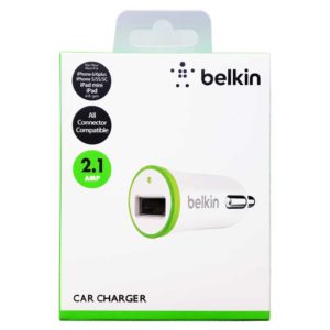 Автомобильное зарядное устройство “Belkin” с USB выходом 2.1A White Белое, коробка (F8J051qeWHT)