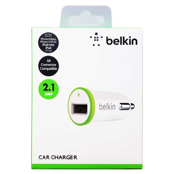 Автомобильное зарядное устройство "Belkin" с USB выходом 2.1A White Белое, коробка (F8J051qeWHT)