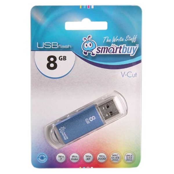 Флеш-накопитель 8 ГБ USB 2.0 SmartBuy SmartBuy V-Cut Blue Синий