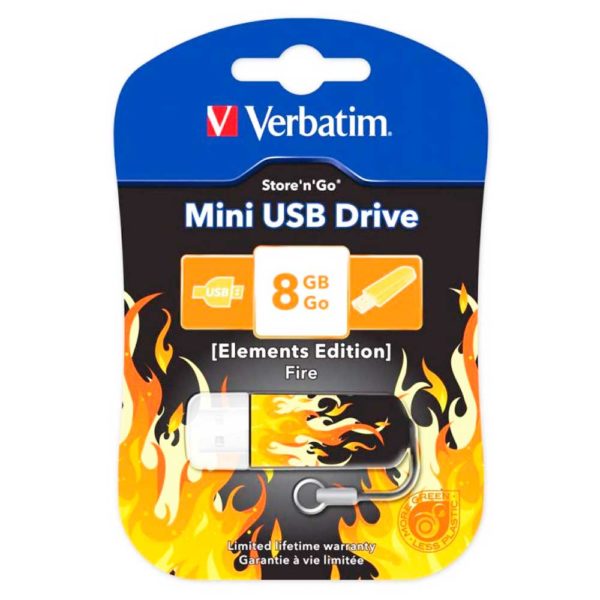 Флеш-накопитель 8 ГБ USB 2.0 Verbatim Mini Elements Edition, Fire