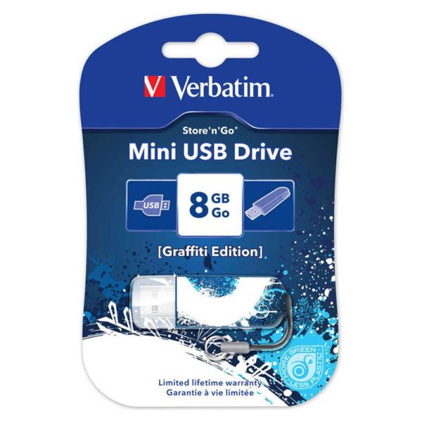 Флеш-накопитель 8 ГБ USB 2.0 Verbatim Mini Graffiti Edition Blue