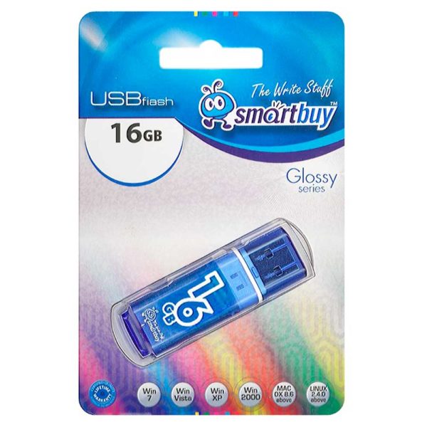 Флеш-накопитель 16 ГБ USB 2.0 SmartBuy Glossy series Blue Синий