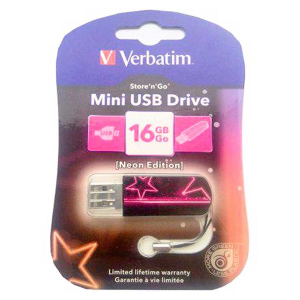 Флеш-накопитель 16 ГБ USB 2.0 VERBATIM Mini Neon Edition Pink Розовый